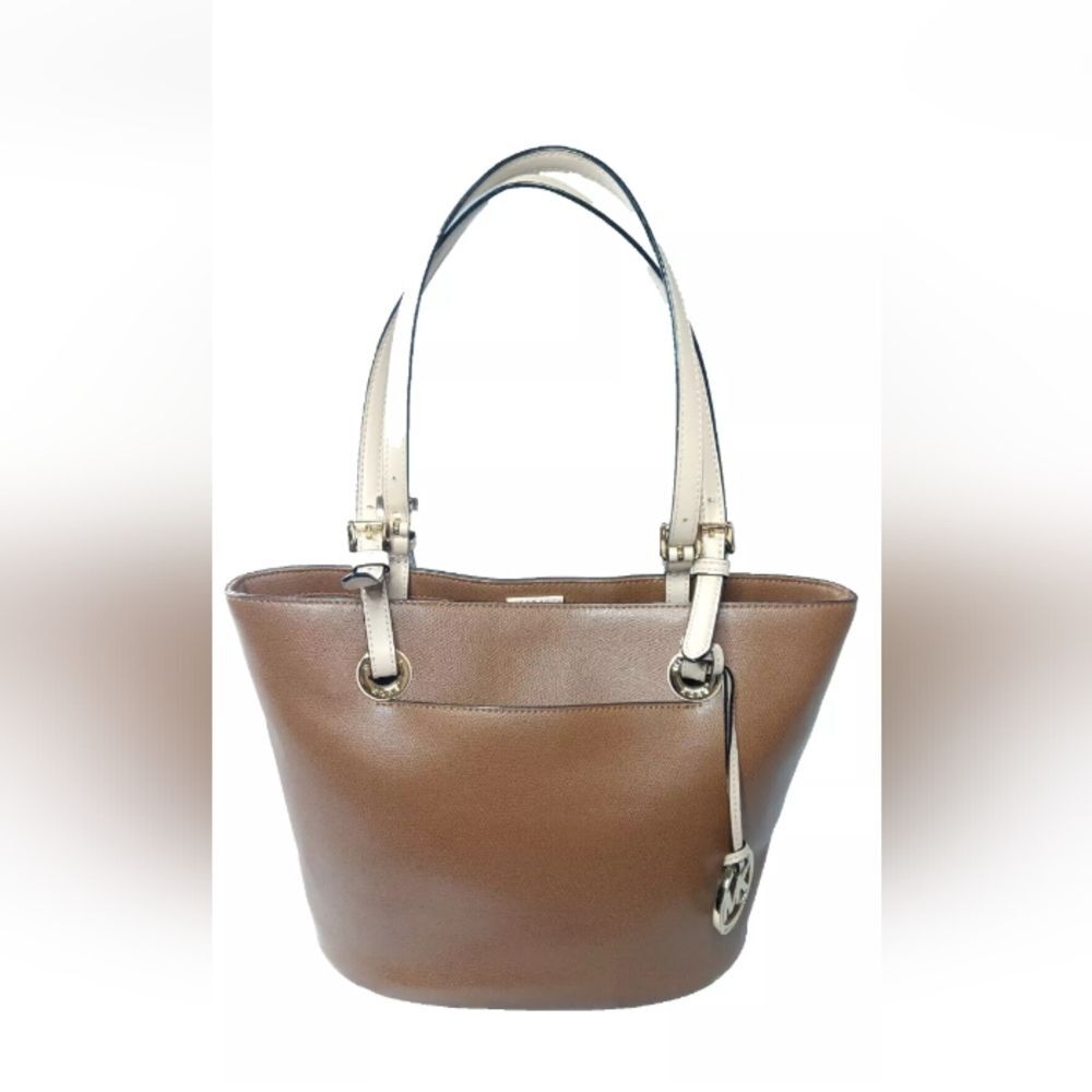 Michael Kors Jet Set Leather Tote Bag Medium Luggage Brown Handbag - Picture 6 of 12